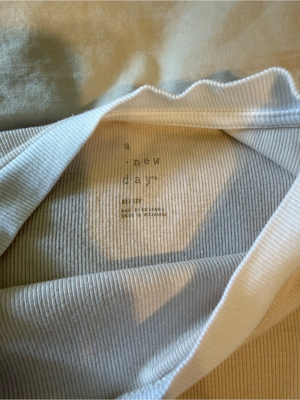 a new day Cream Ribbed Crewneck Tee